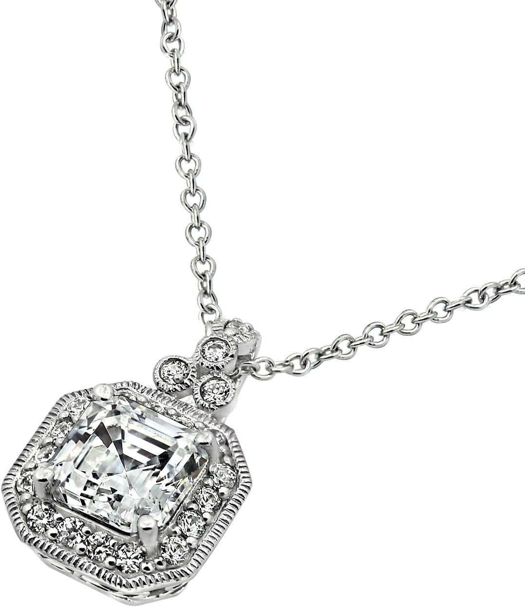 Classic 18in Platinum Plated Sterling Silver Pendant Necklace