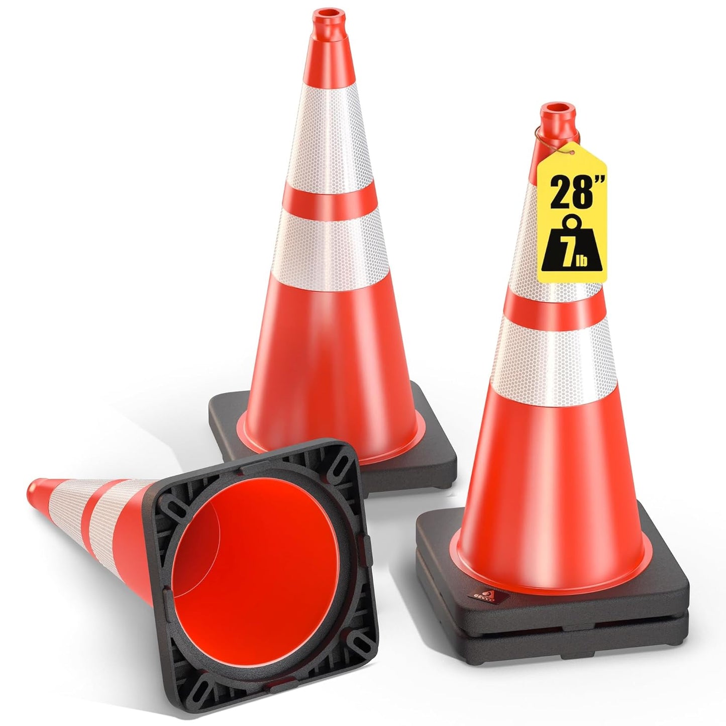 28 Inch Heavy Duty Orange Traffic Cones Set for Safety Use