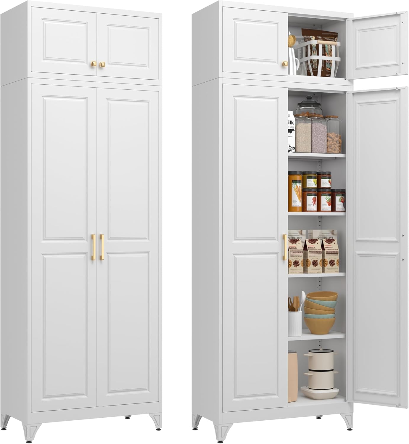 90 Tall Metal Storage Cabinet for Kitchen and Living Room Use