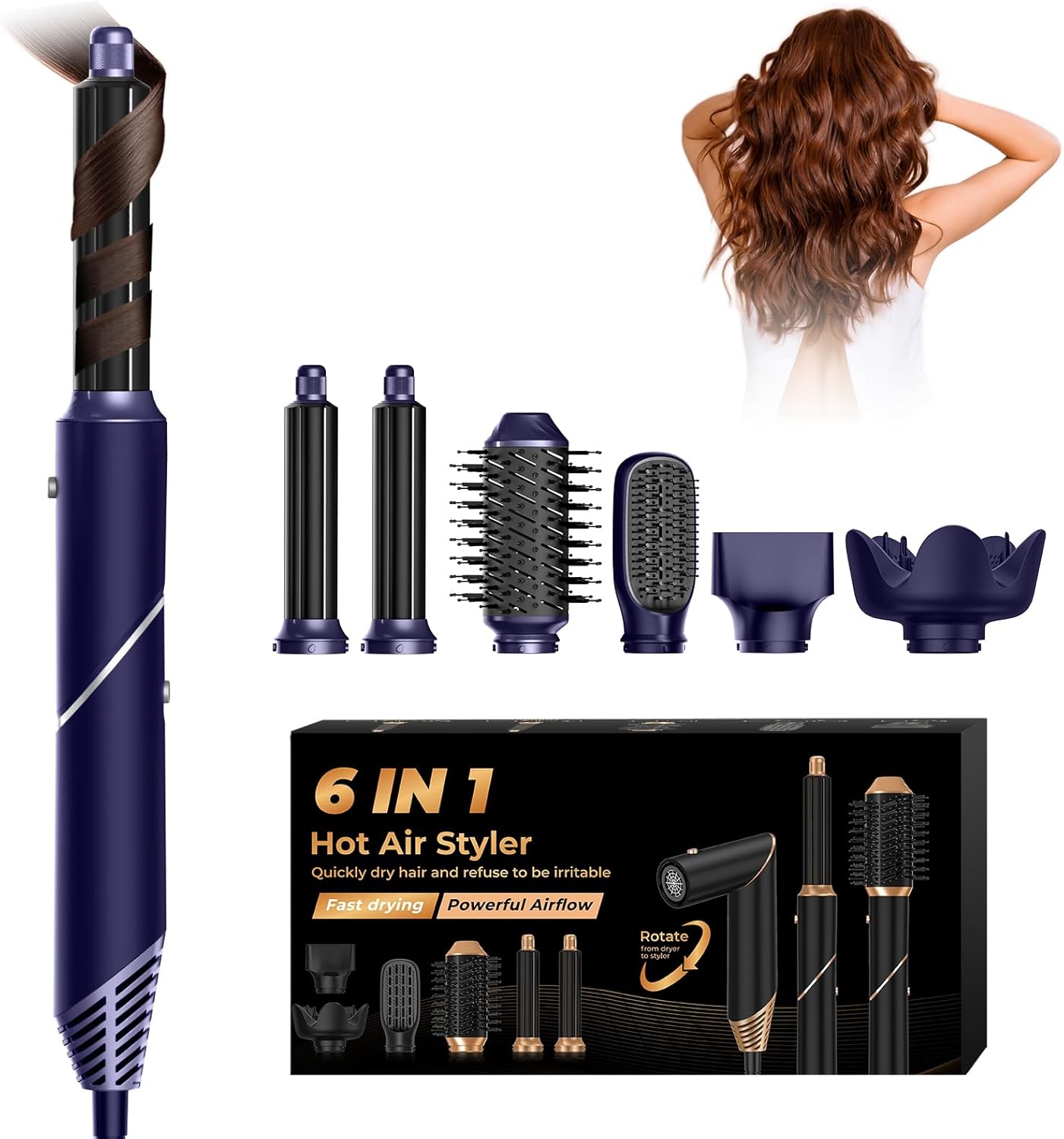 Yitrust 6-in-1 Ionic Hair Dryer Brush - Volumize & Style