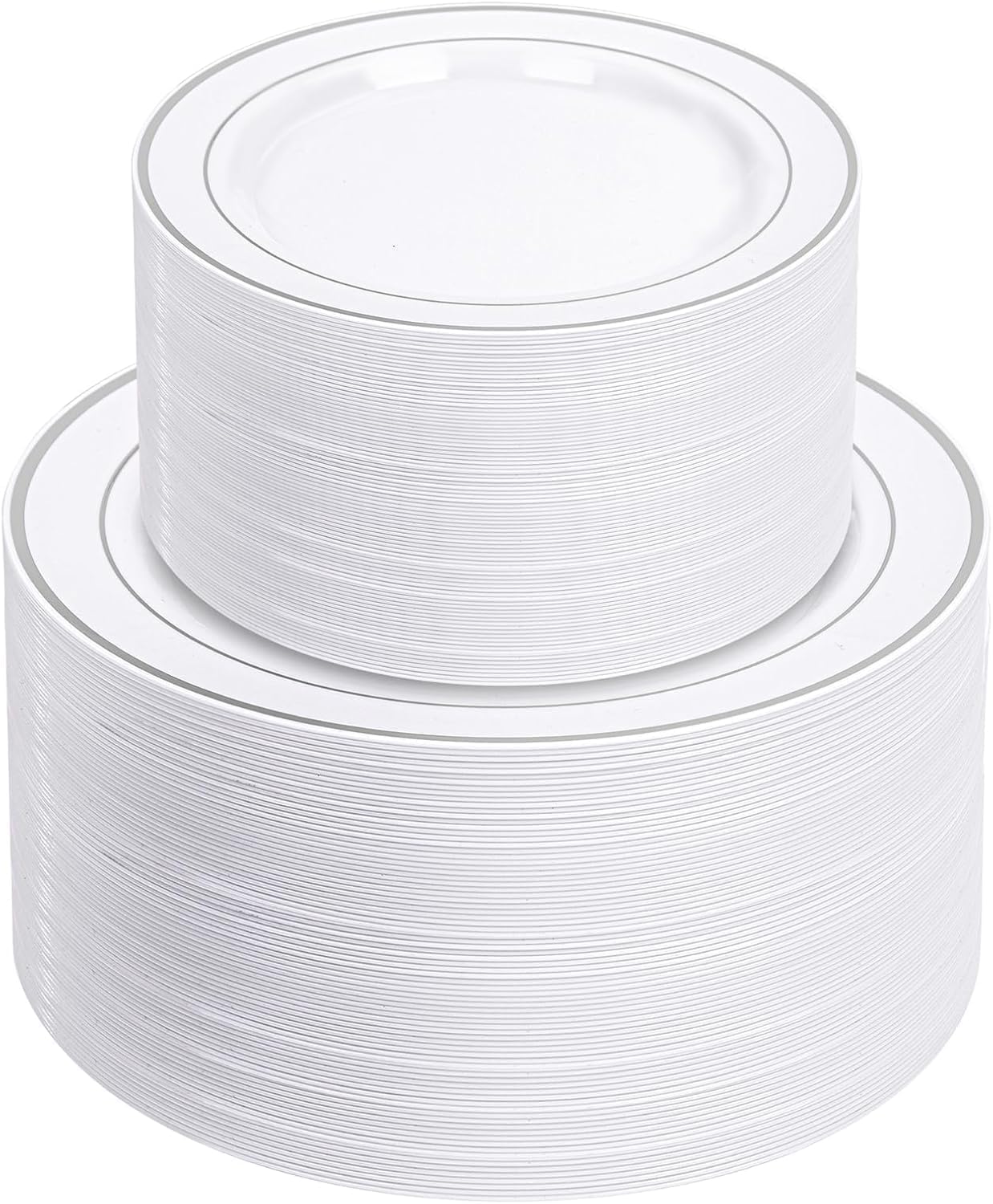 200 PCS Silver Plastic Plates for Elegant Parties and Events