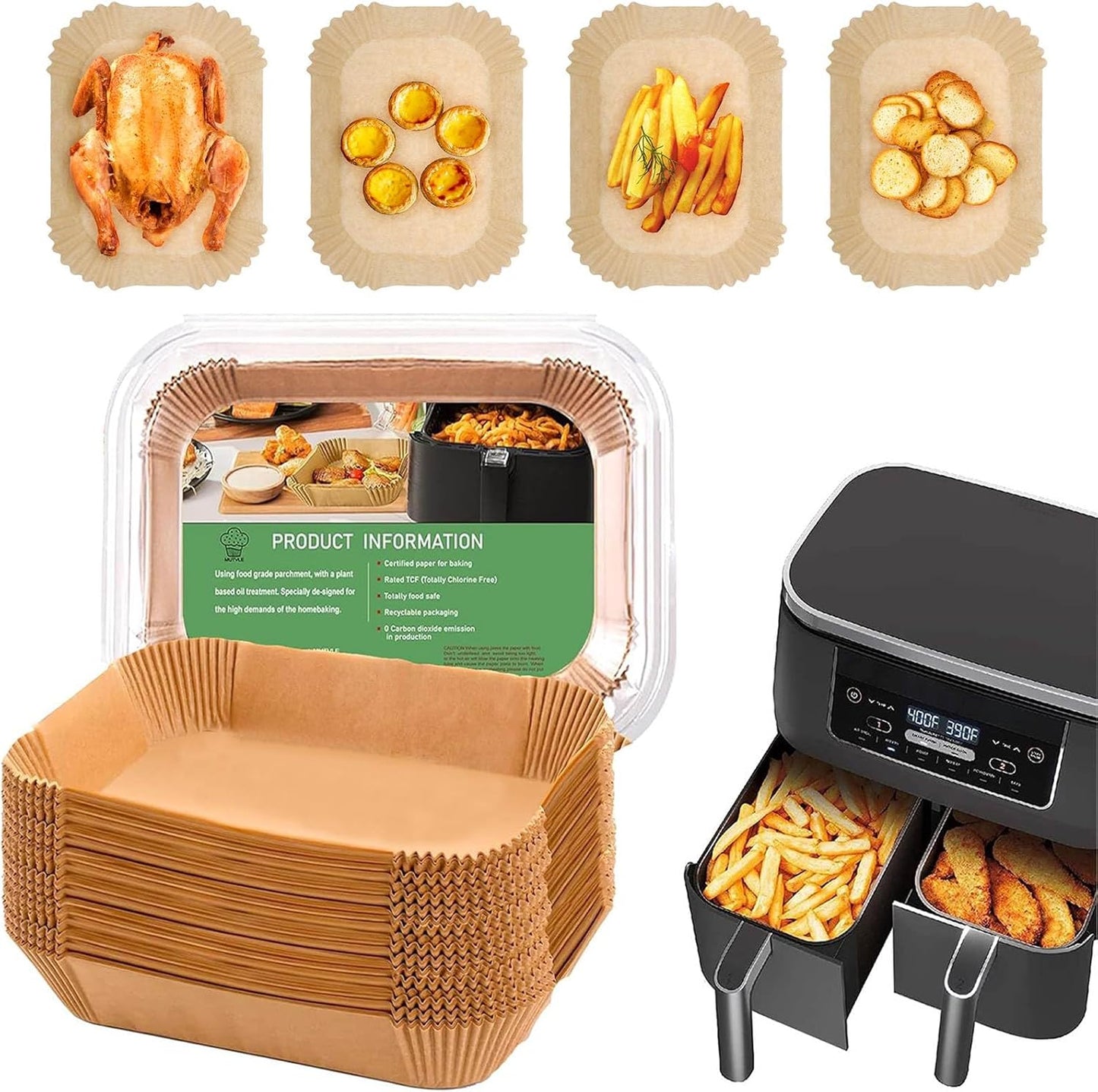 200 Air Fryer Liners - High Temp Resistant 9Qt