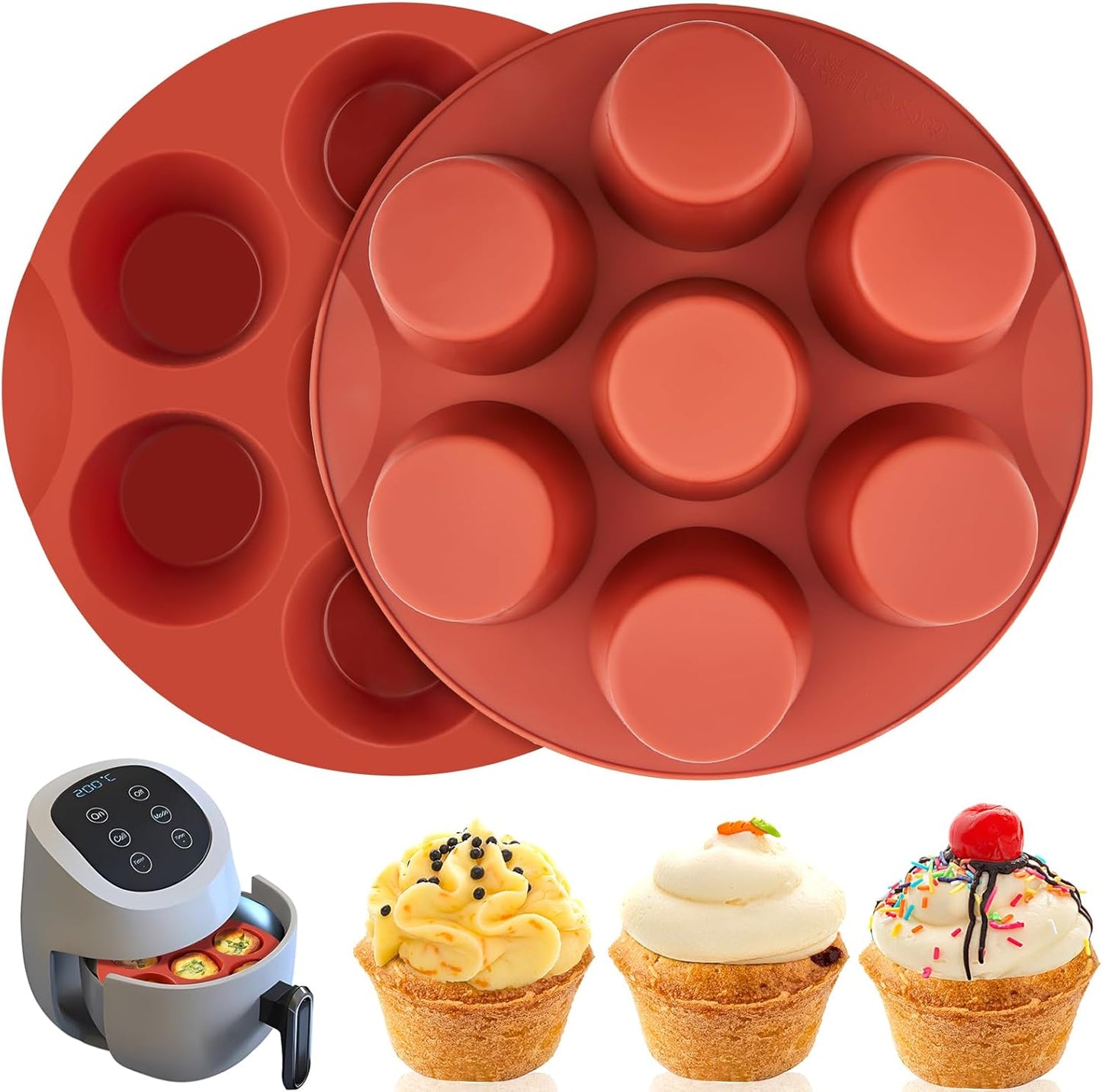 Non-Stick Silicone Muffin Pans: Bake 7 Cups with Ease!