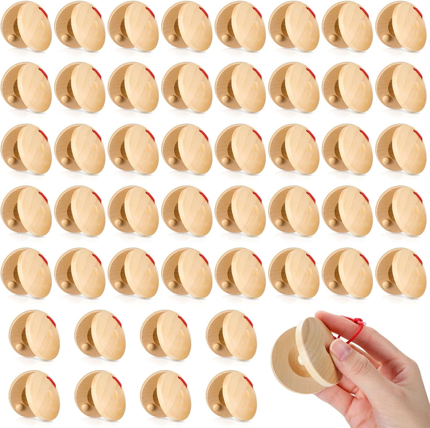 48 Pcs Wooden Castanets for Rhythm and Music Education Fun