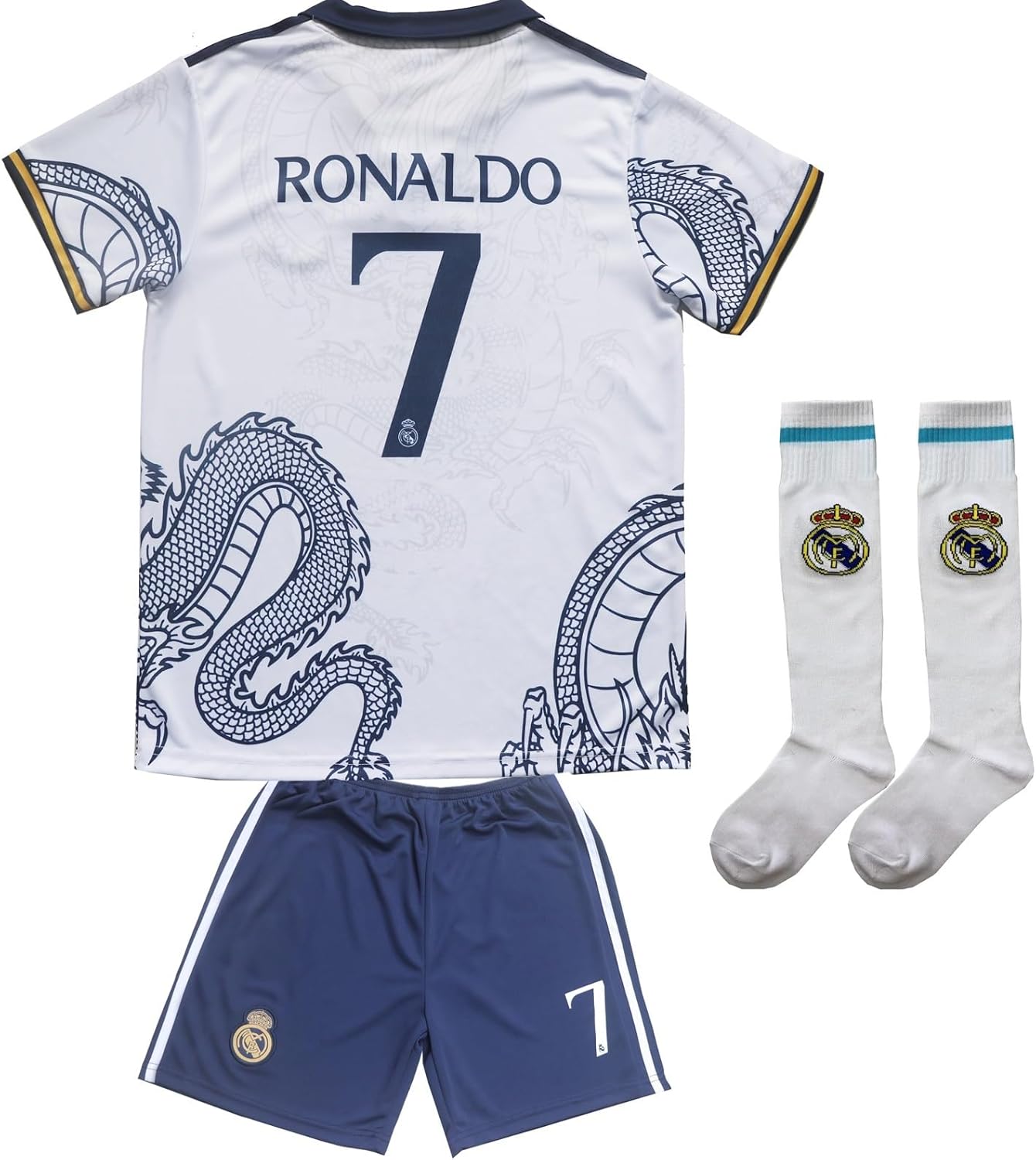 Madrid Ronaldo No #7 Special Dragon Edition Kids Soccer Jersey Set