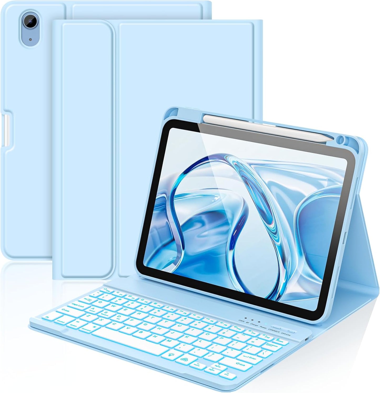 iPad A16 11th 10th Gen Case with Keyboard and Backlight Colors