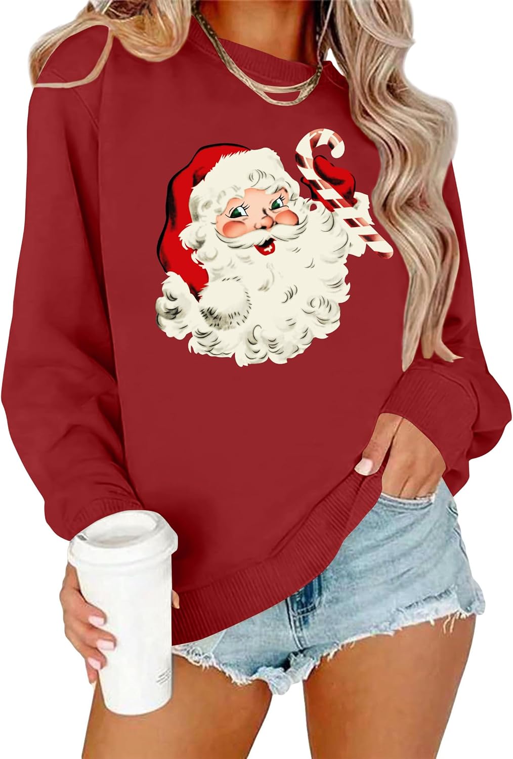 Retro Santa Graphic Christmas Sweatshirt - Festive Xmas Top
