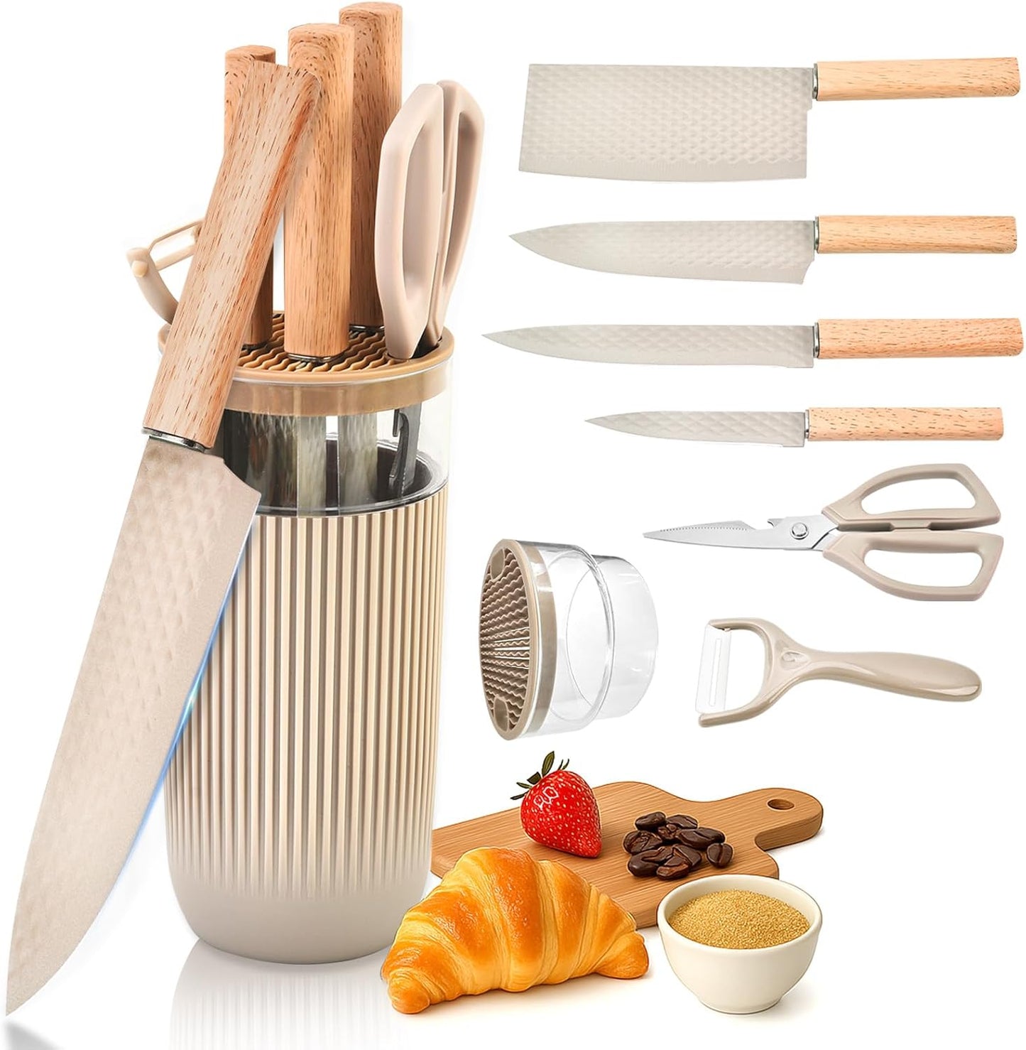 7-Piece Kitchen Knife Set with Sharp Chef and Meat Knives