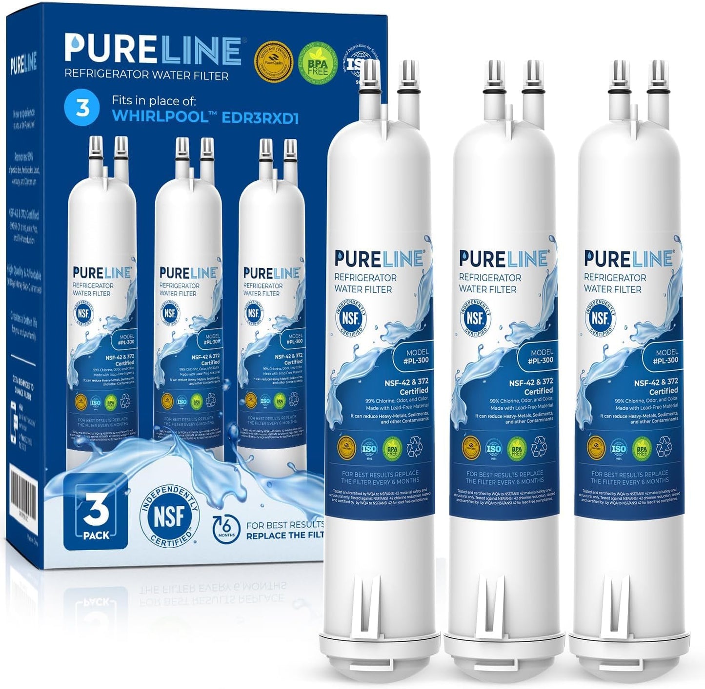 Pureline Replacement Water Filter for Everydrop Filter 3 Pack