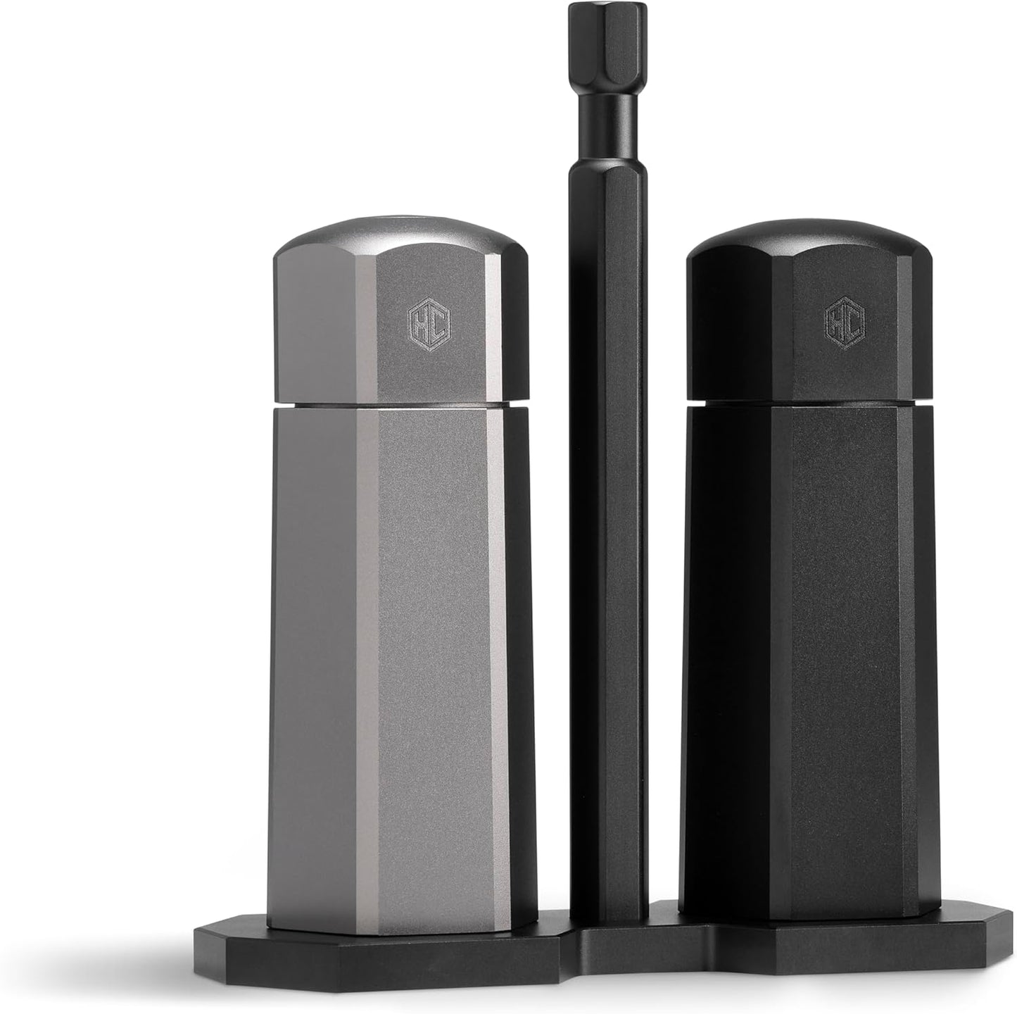 HexClad Tabletop Salt and Pepper Mill Set with Caddy Holder