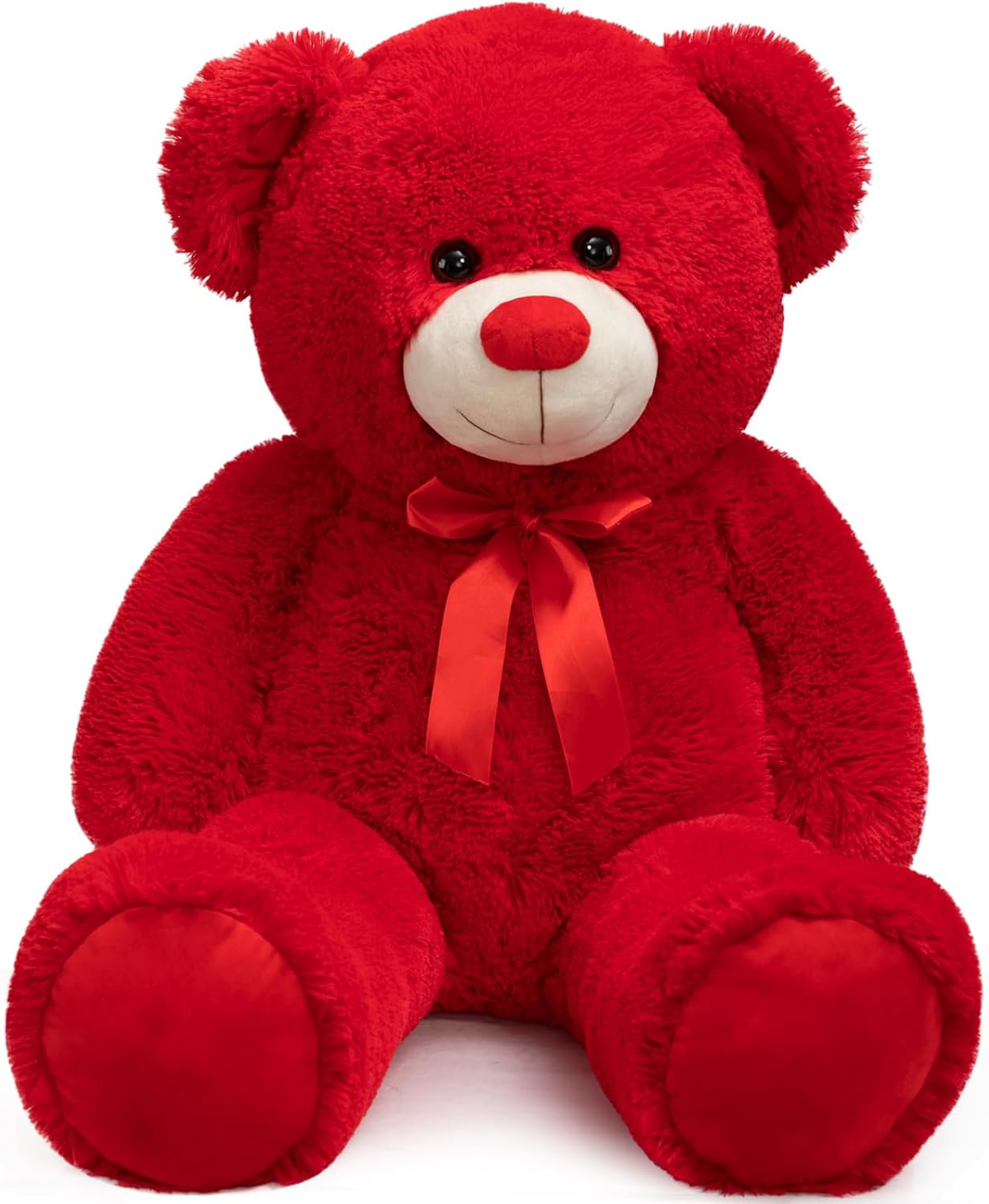 Giant Teddy Bear Plush Toy Gift for Girlfriend 36 in Red Ribbon