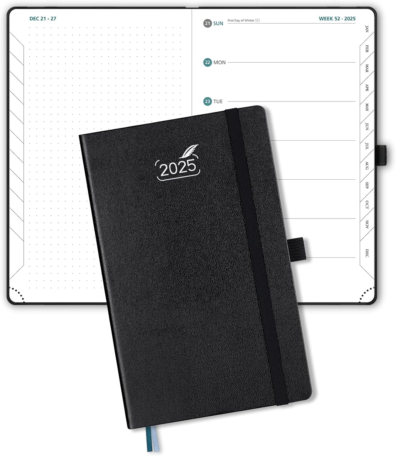 BEZEND 2025 Planner & Notebook - Compact Size, Monthly Tabs, Thick Paper