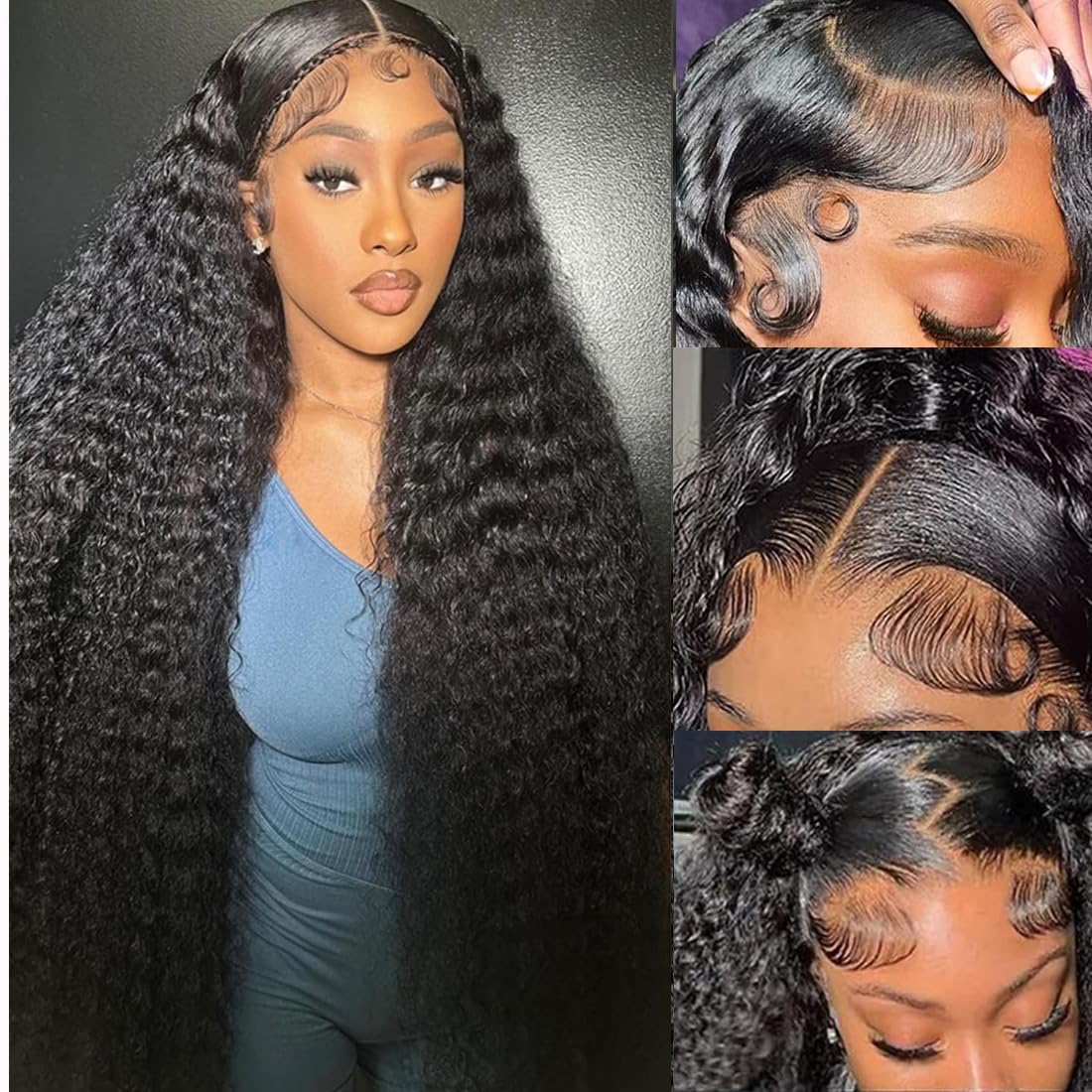 36 Inch Deep Wave Lace Front Wigs Human Hair for Women