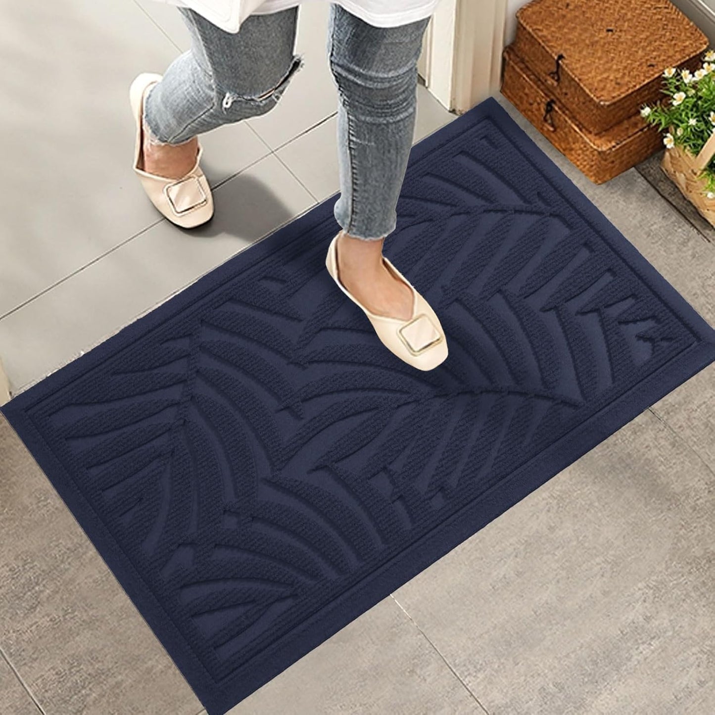 Absorbent Resist Dirt Welcome Door Mat for Indoor Outdoor Use