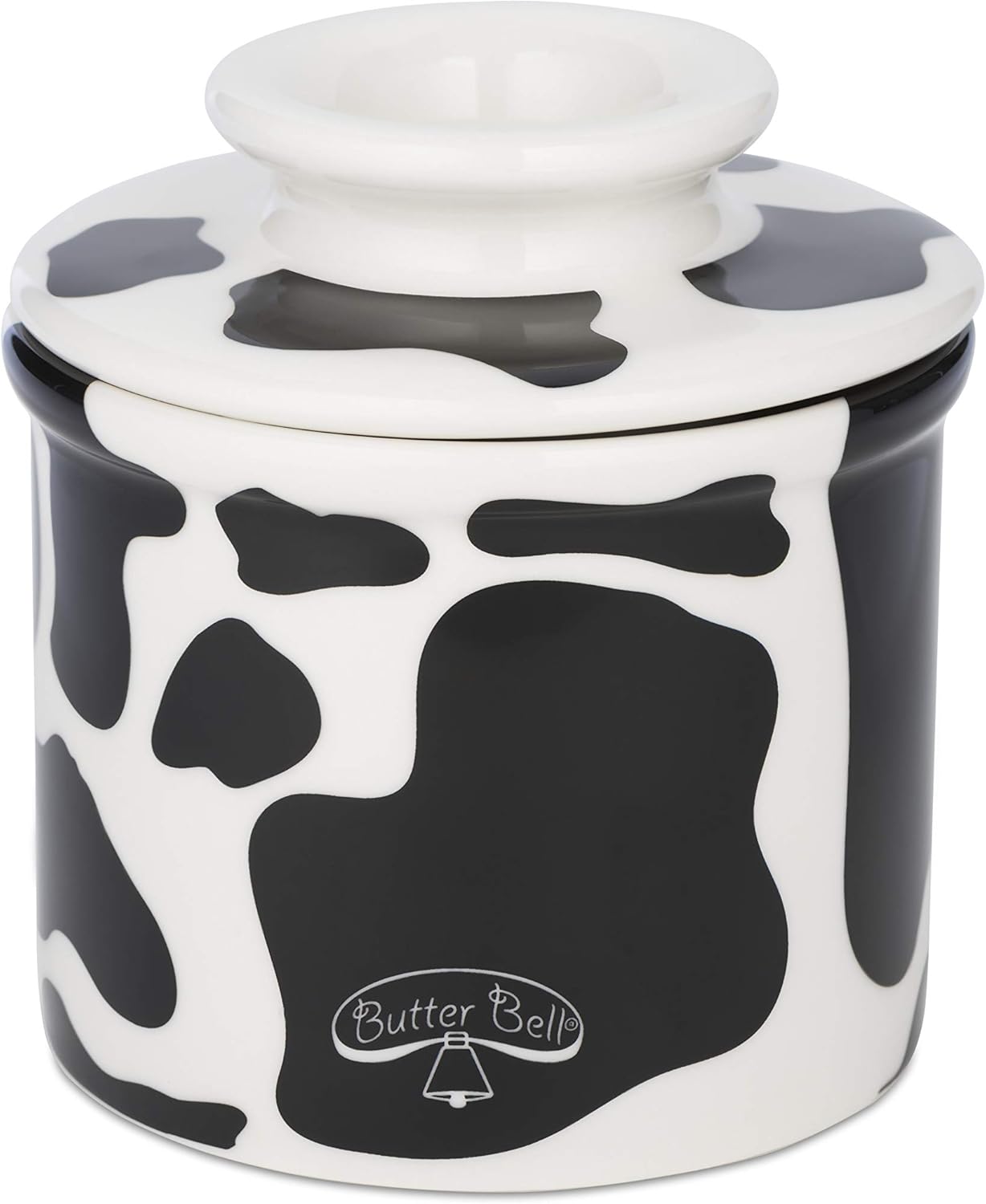 Butter Bell Crock for Spreadable Butter - Cow Pattern Design