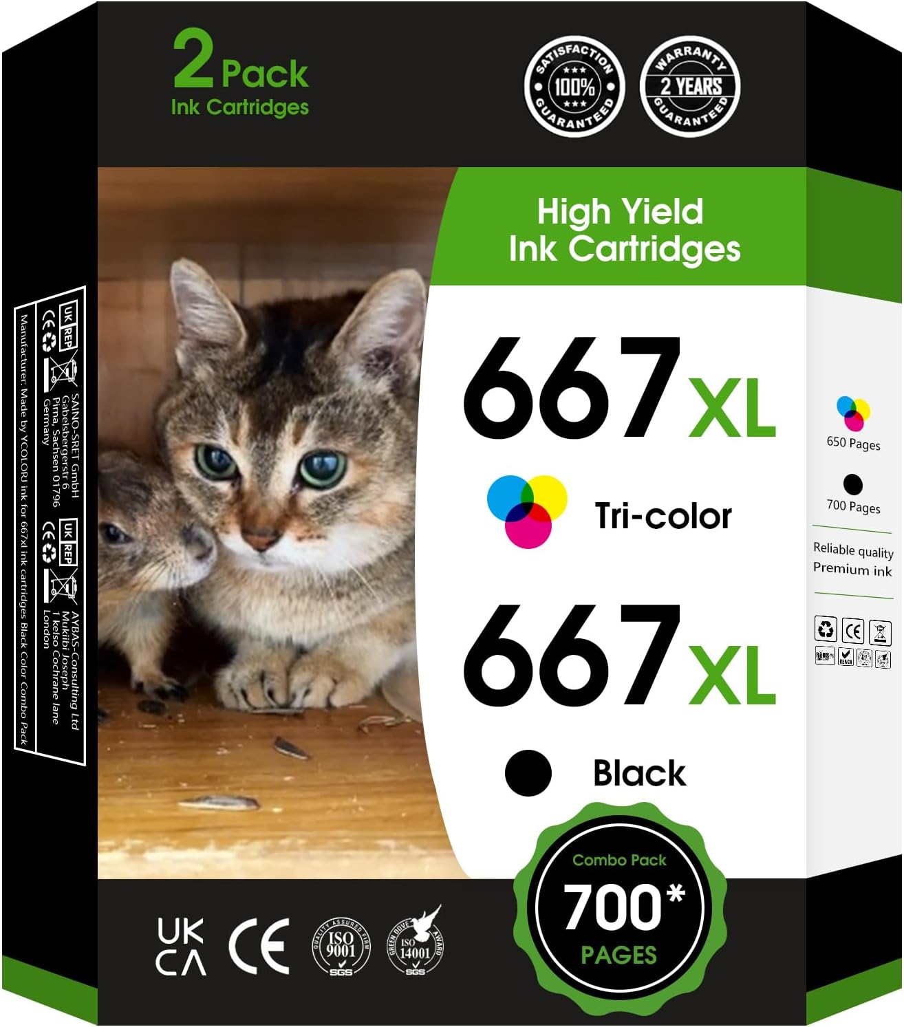 HP 667 XL Ink Cartridges Replacement for DeskJet Printers