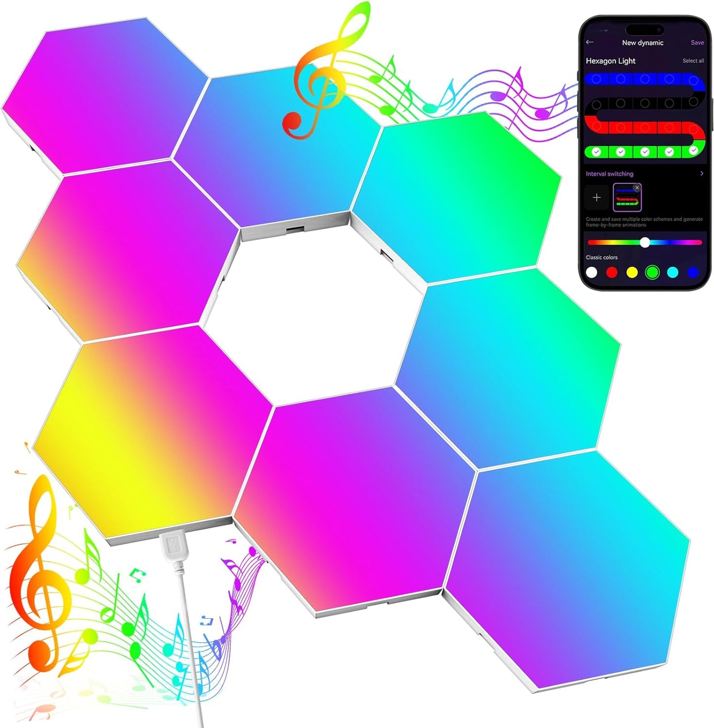Big Hexagon LED Light Panels - Smart RGB Wall Lights for Home