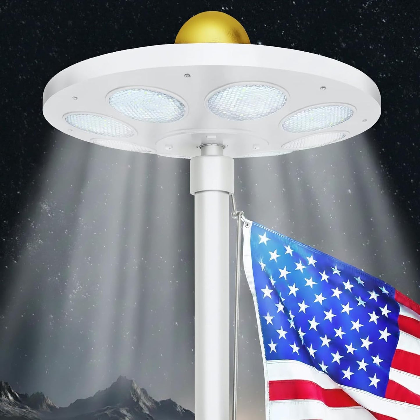 Solar Powered Flag Pole Light - Ultra Bright for 15-25 Ft Poles