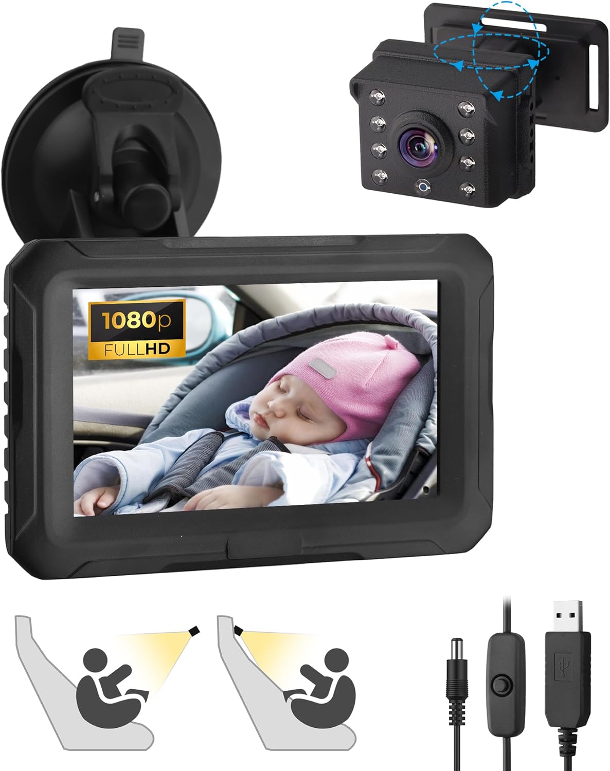 eSynic HD 1080P Night Vision Car Baby Camera