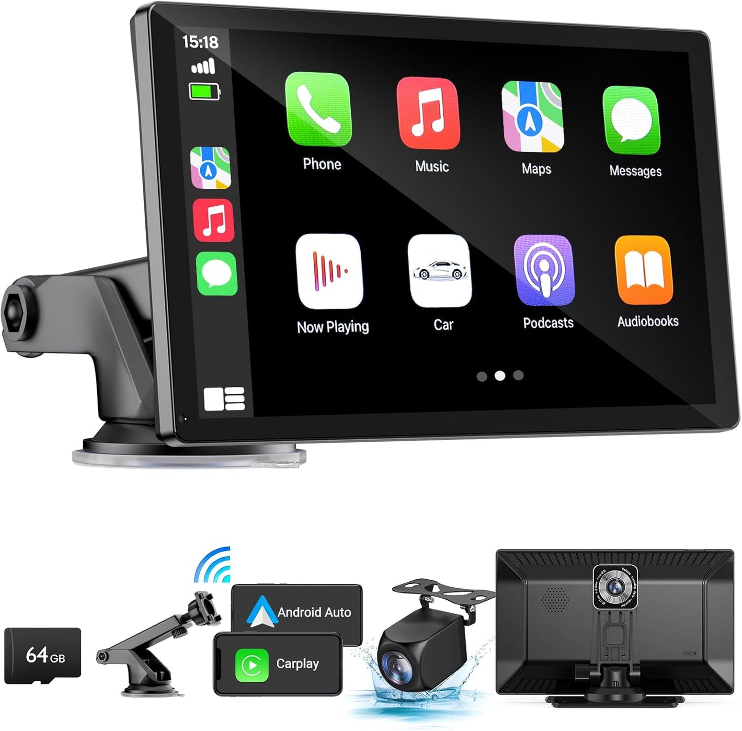 9 Wireless Apple Carplay Screen + 4K Dash Cam - HAUXIY