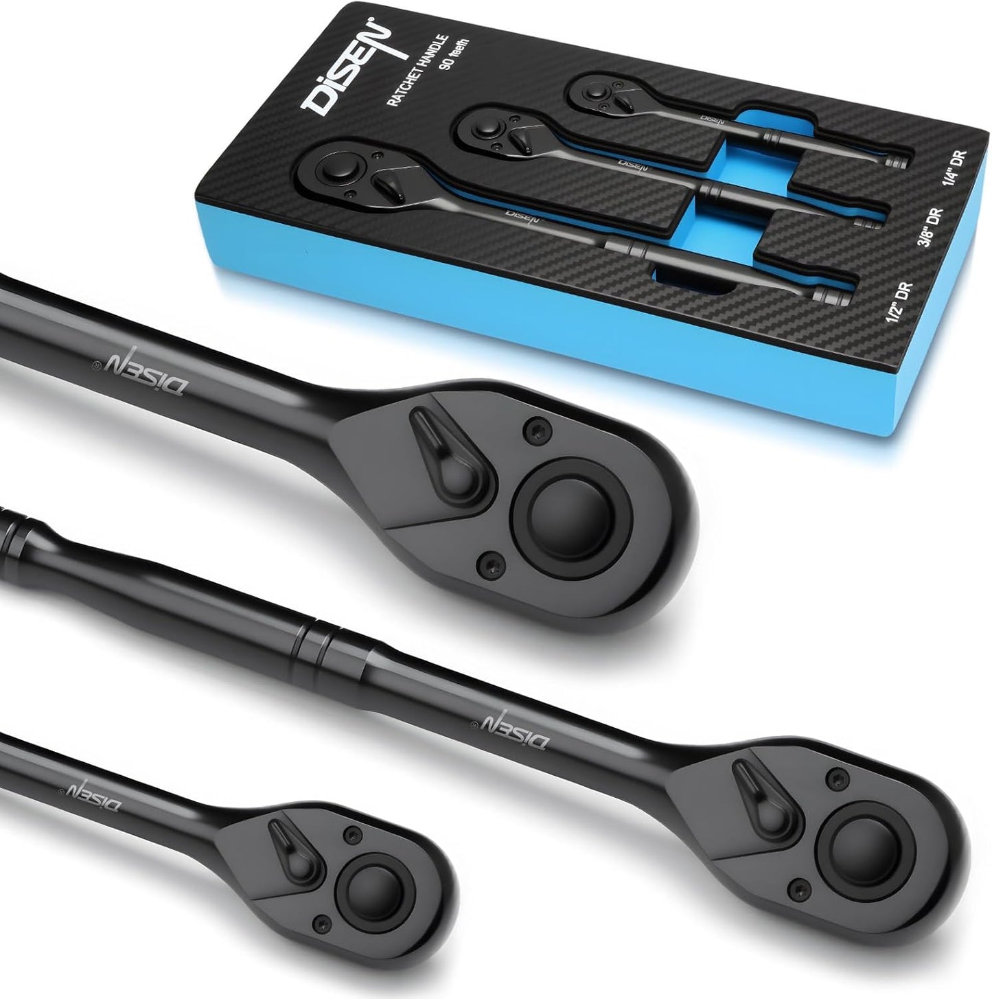 DISEN 3PCS Black Ratchet Set for Ultimate Garage Efficiency