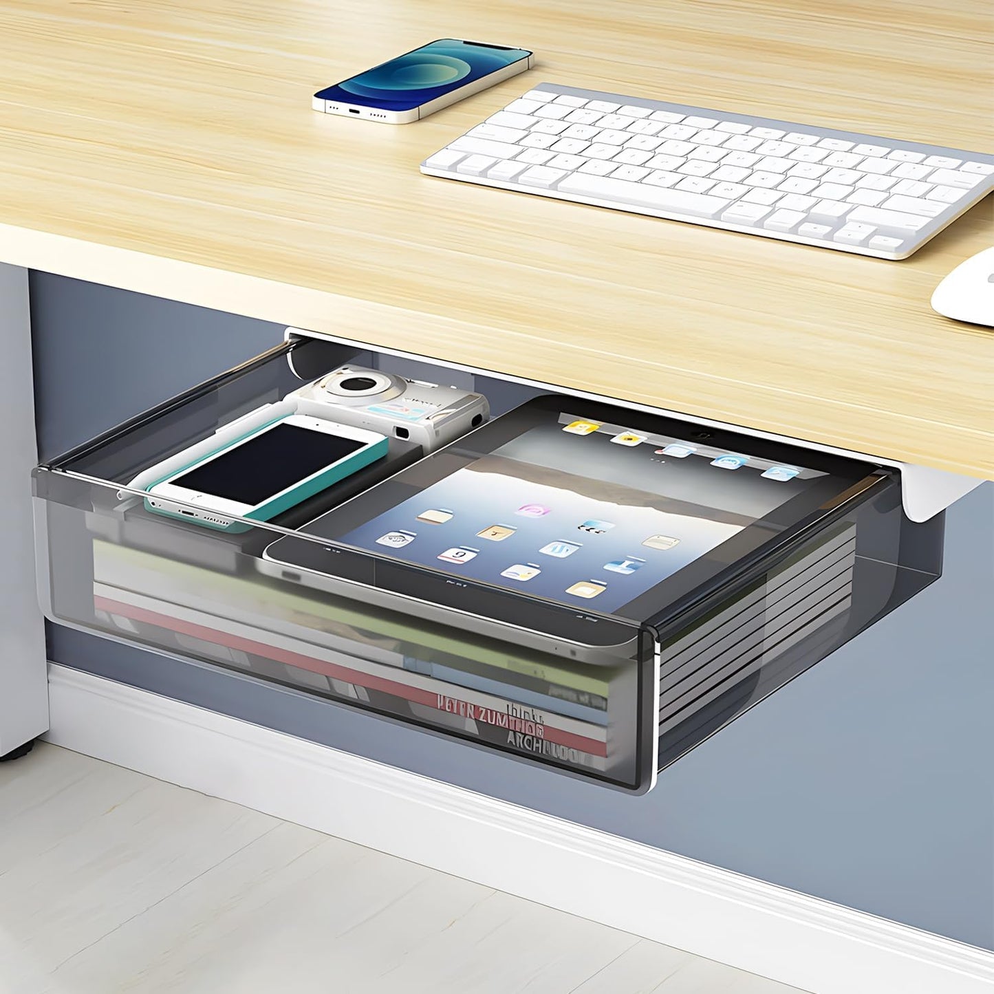 Under Desk Storage Tray Organizer | Hide Clutter Safely