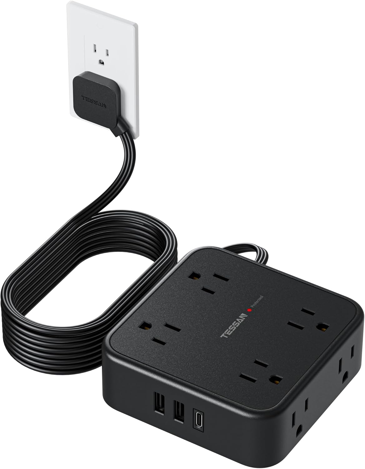 TESSAN Surge Protector: 8 Outlets + 3 USB, 10ft Cord