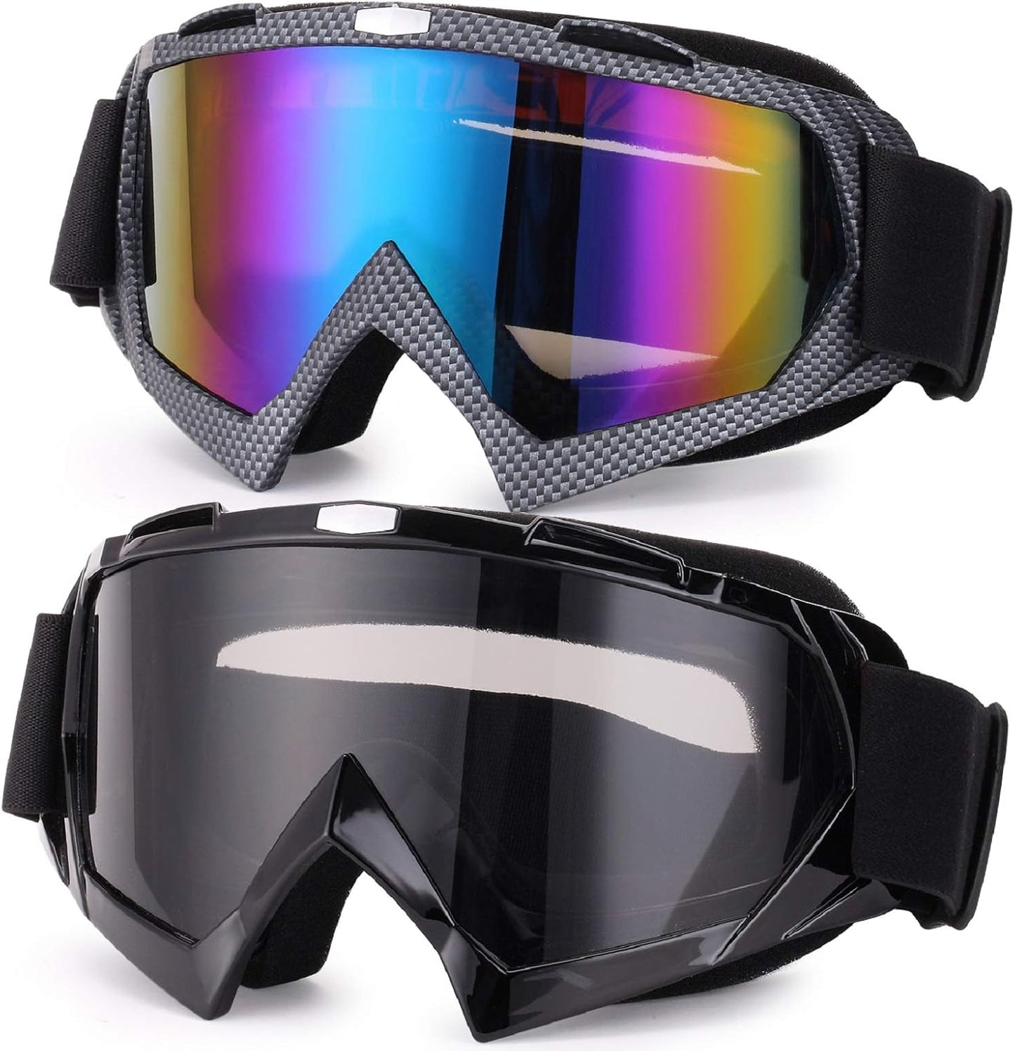 2 Pack Ski & Motorcycle Goggles: UV Protection