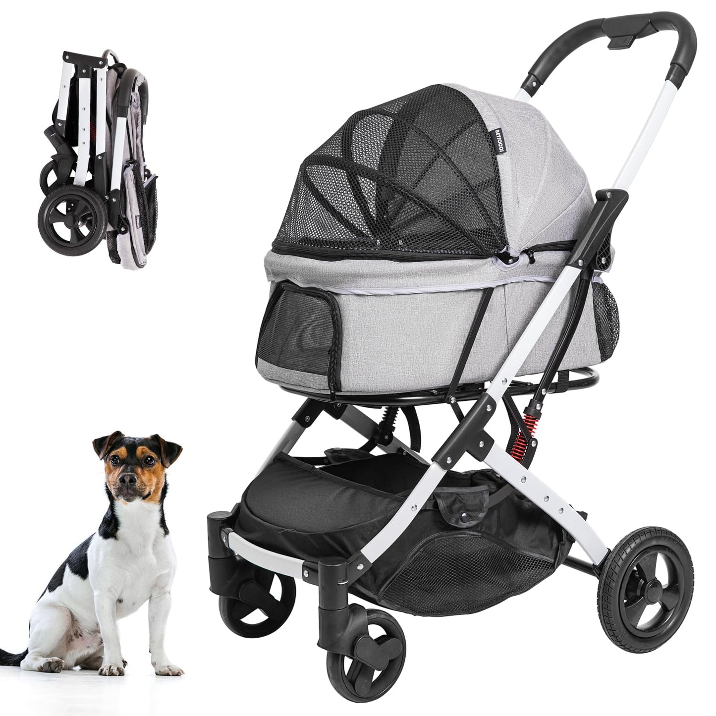 Pet Stroller for Medium Small Dog & Cat, Foldable Lightweight