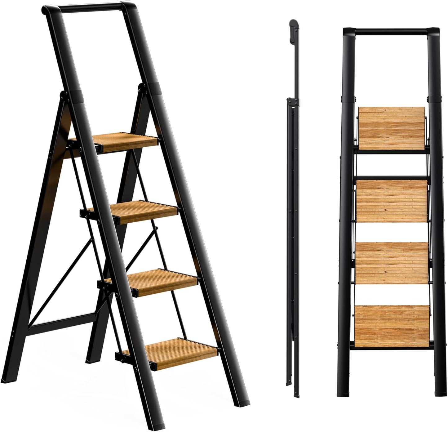 Step Ladder 4 Step Folding Stool with Anti-Slip Features