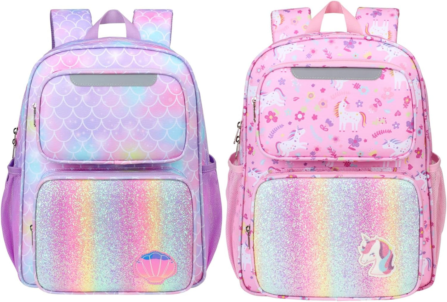 15 Inch Kids Backpack for Girls with Unicorn & Mermaid Design