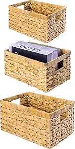 M4DECOR Wicker Storage Baskets Set of 3 for Home Organization