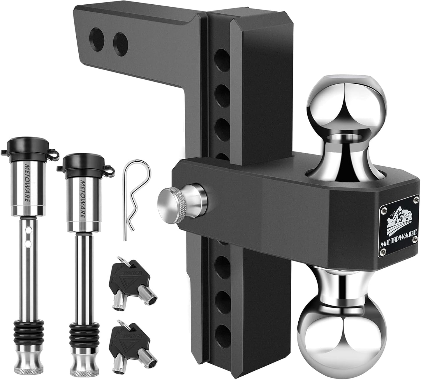METOWARE Adjustable Drop Hitch - Heavy Duty 2-Inch Tow Hitch