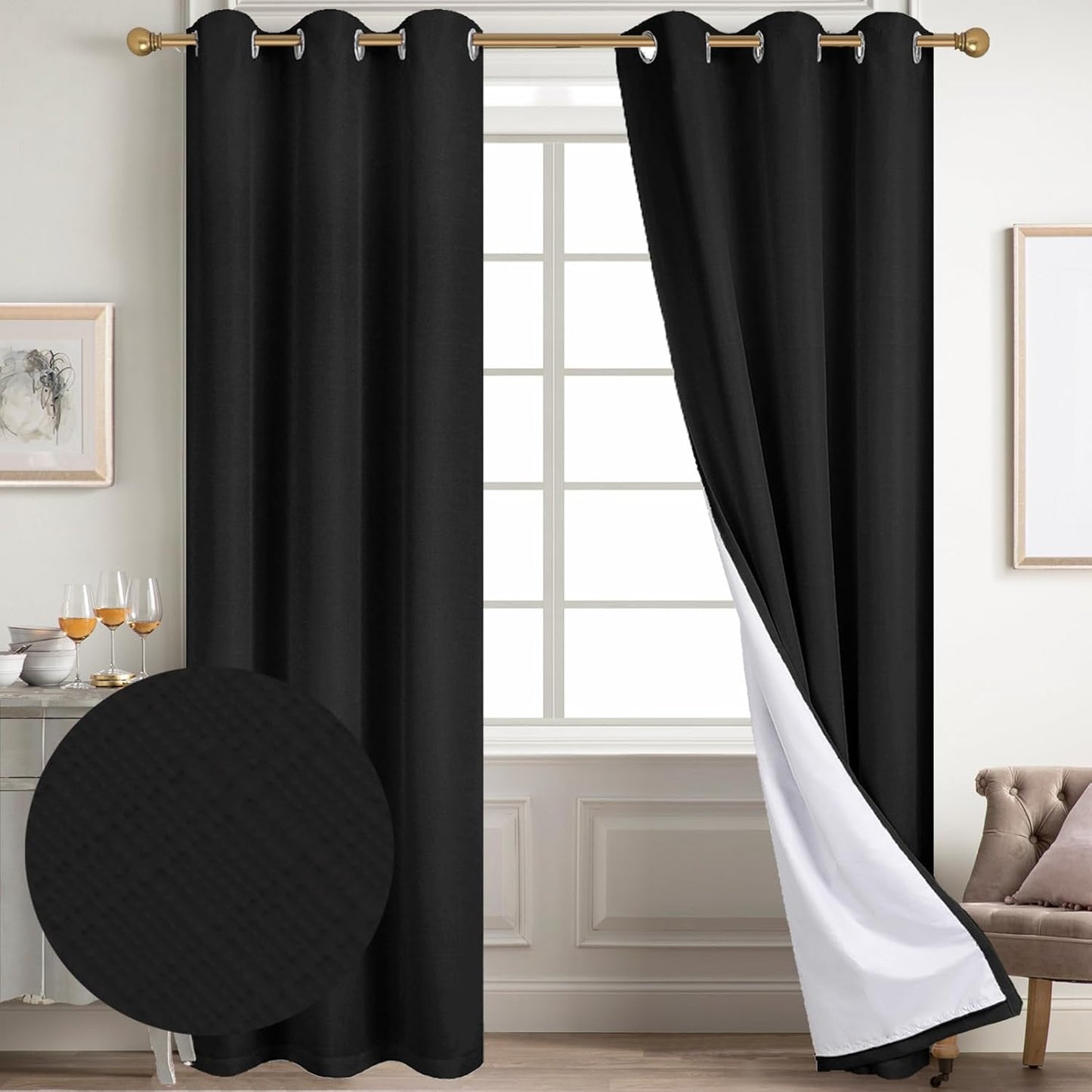 Diraysid 100% Blackout Curtains for Bedroom - Elegant Linen Look