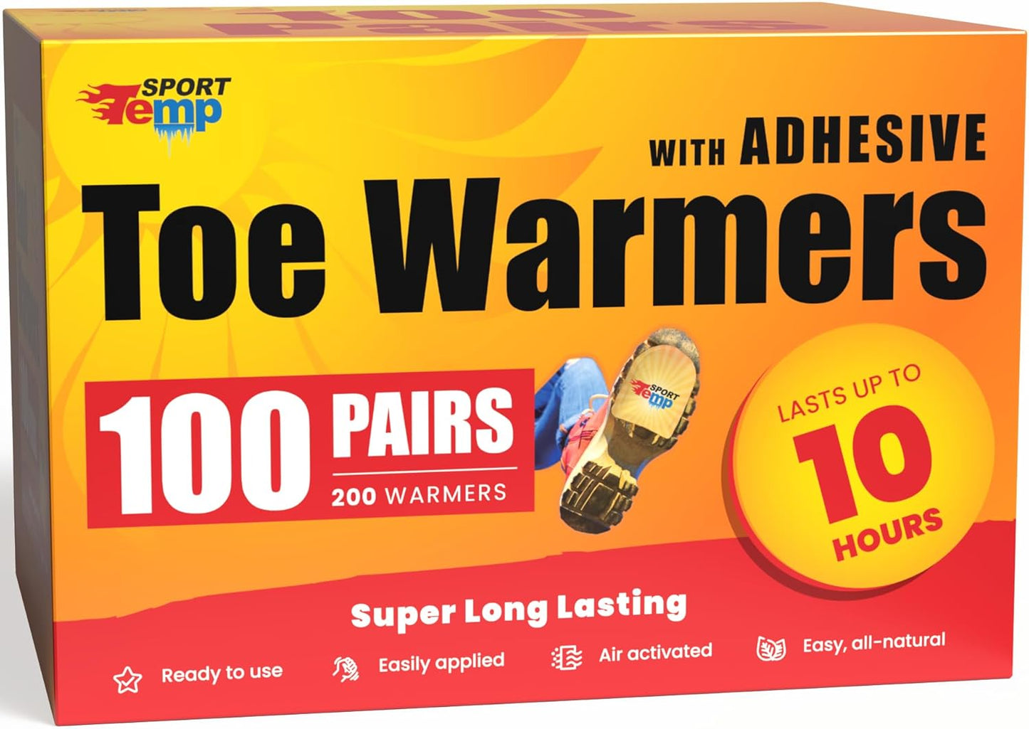 Toe Warmers for Up to 10 Hours of Heat - Ultra Thin & Easy