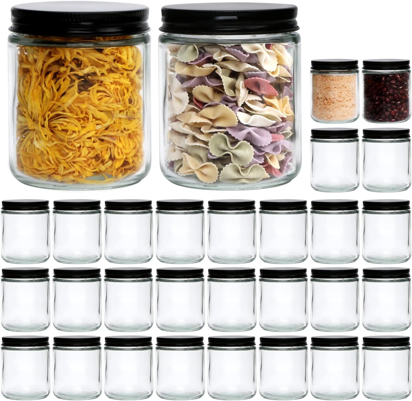 8 OZ Glass Jars with Metal Lids for Candles and Food Storage
