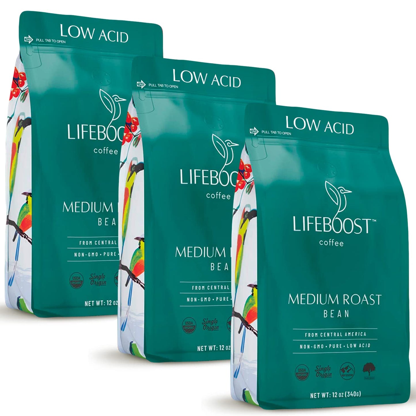 Low Acid Organic Whole Bean Coffee Trio - 12oz