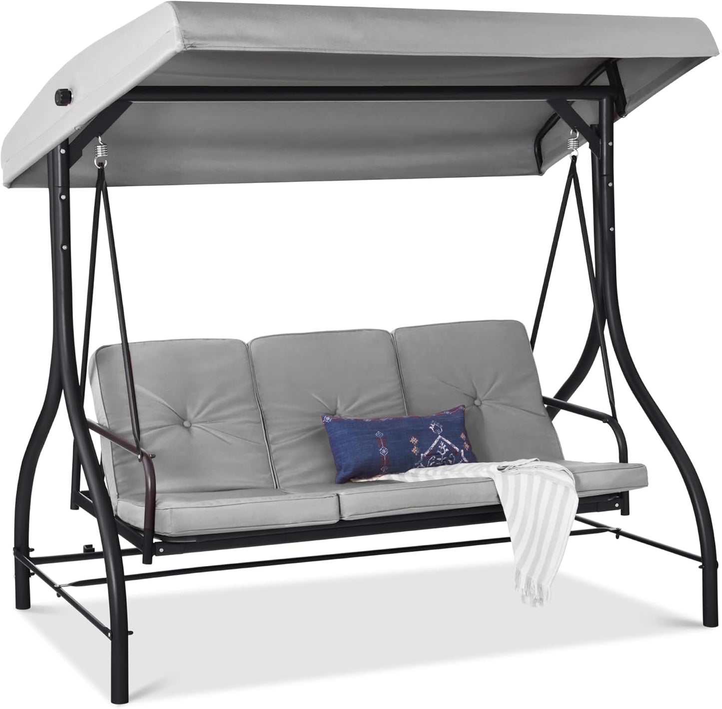 3-Seat Outdoor Canopy Swing Glider for Relaxation and Comfort