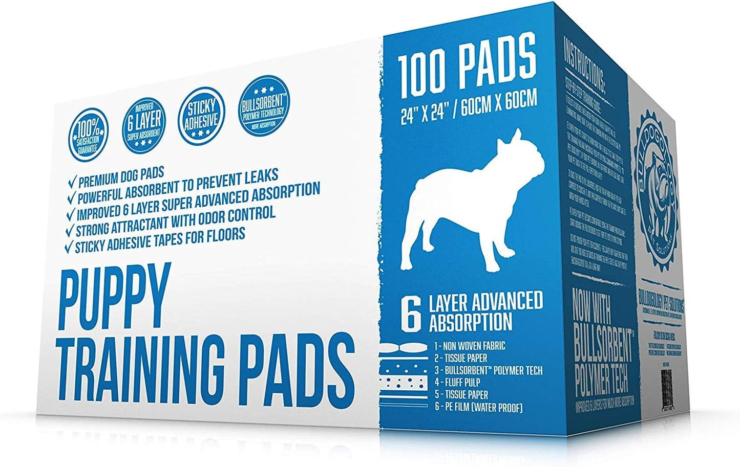 Bulldogology Puppy Training Pads - Quick Dry Pee Pads for Dogs
