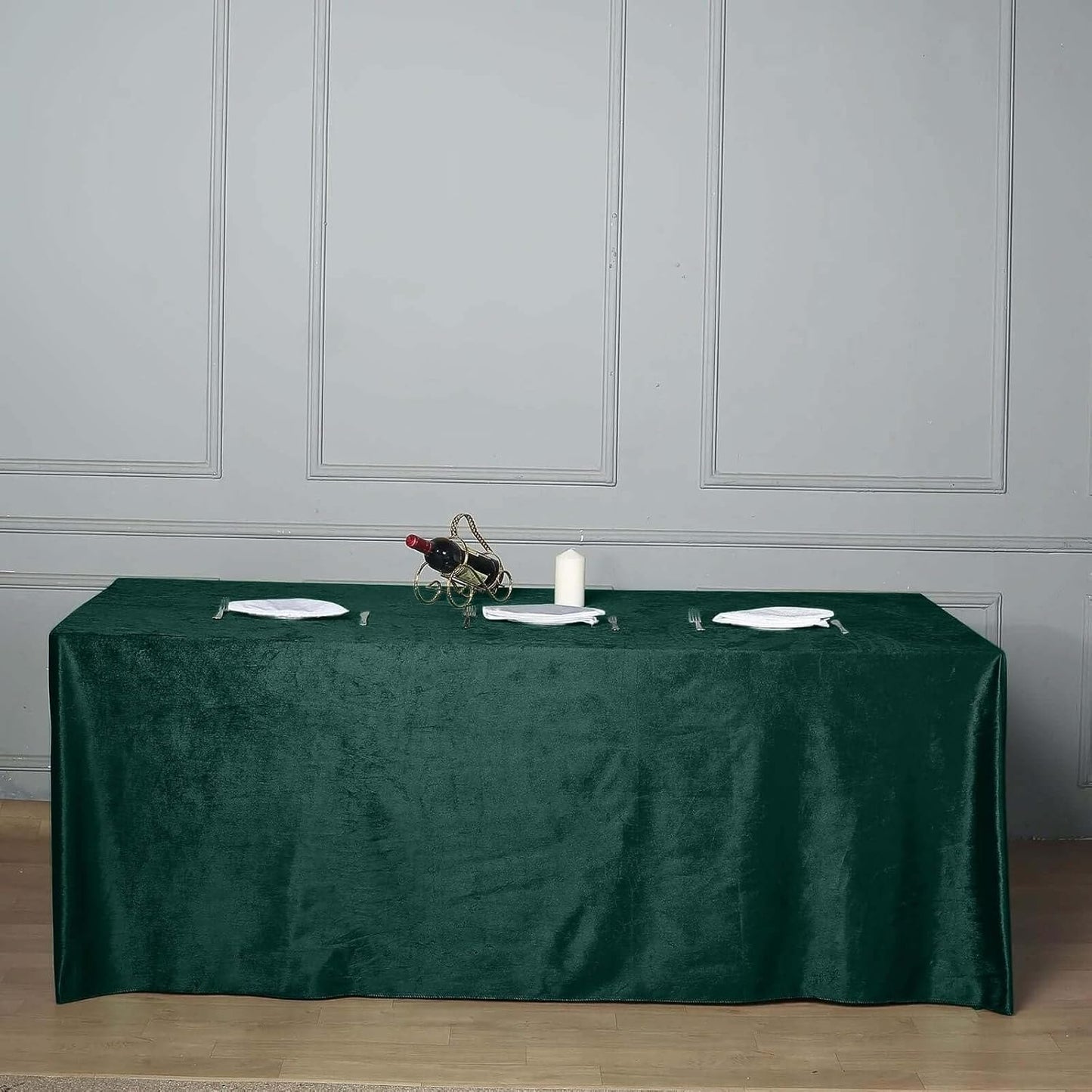 Premium Velvet Hunter Green Rectangle Tablecloth for Events