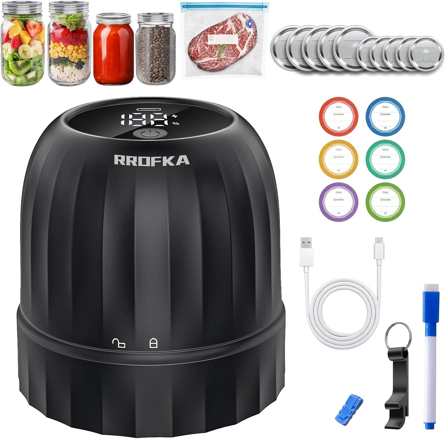 Automatic Mason Jar Food Vacuum Sealer Kit