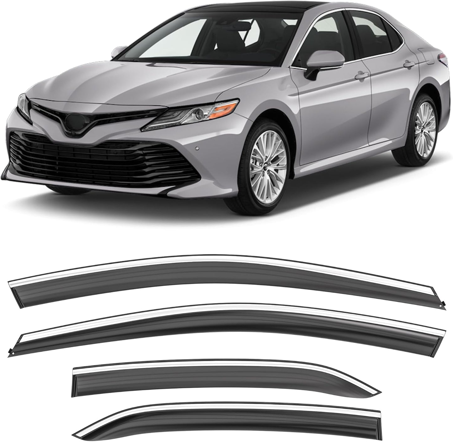 Shatterproof Taped-On Window Deflectors for Toyota Camry 2018-2024