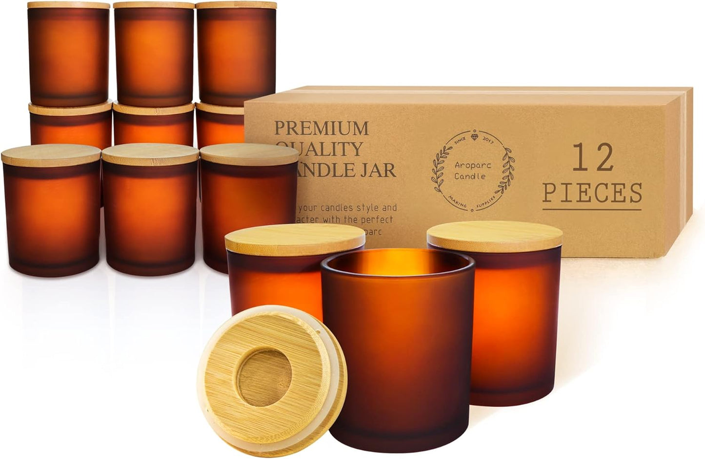 12 Pack Candle Jars for Making Candles - Frosted Brown Style