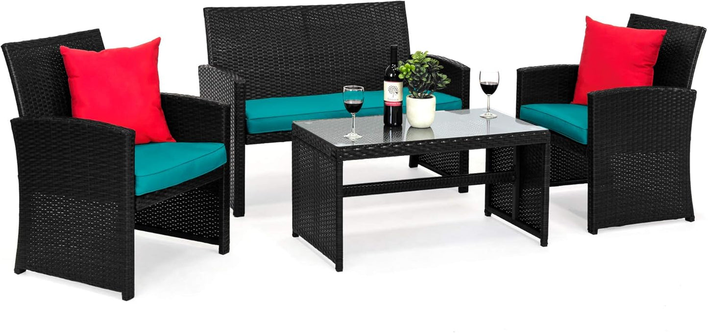 Best Choice Products 4-Piece Outdoor Wicker Patio Set for Comfort