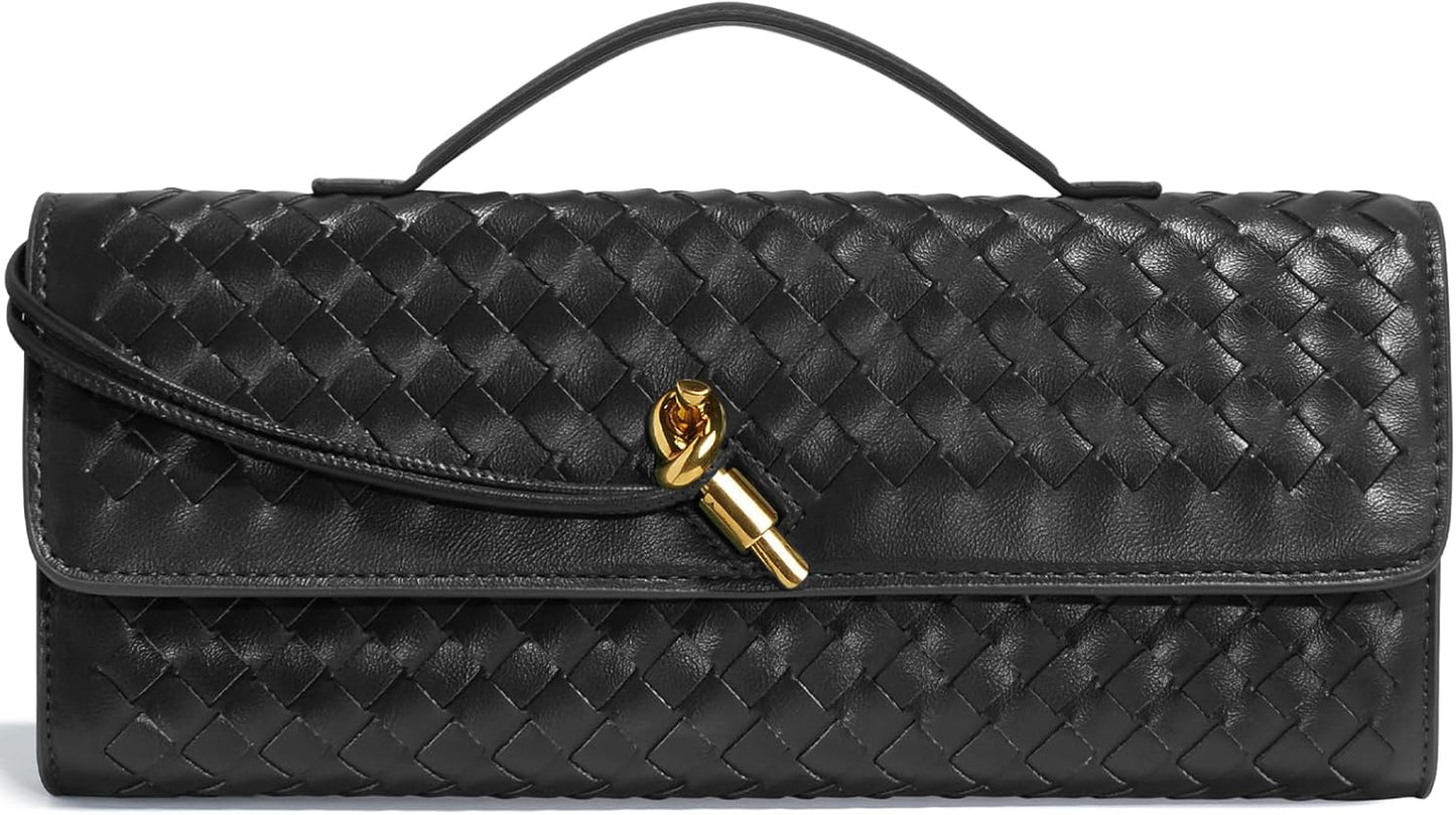 Woven Clutch Purses for Women - Elegant Leather Evening Bag