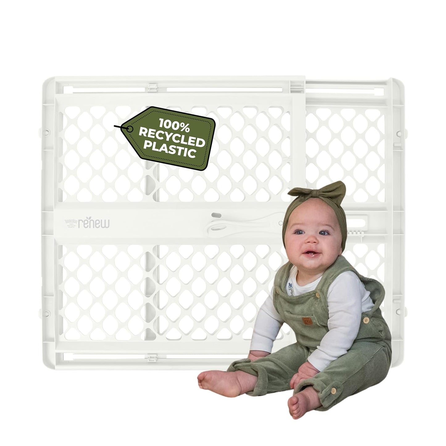 Toddleroo Renew 100% Recycled Plastic Baby Gate for Safety