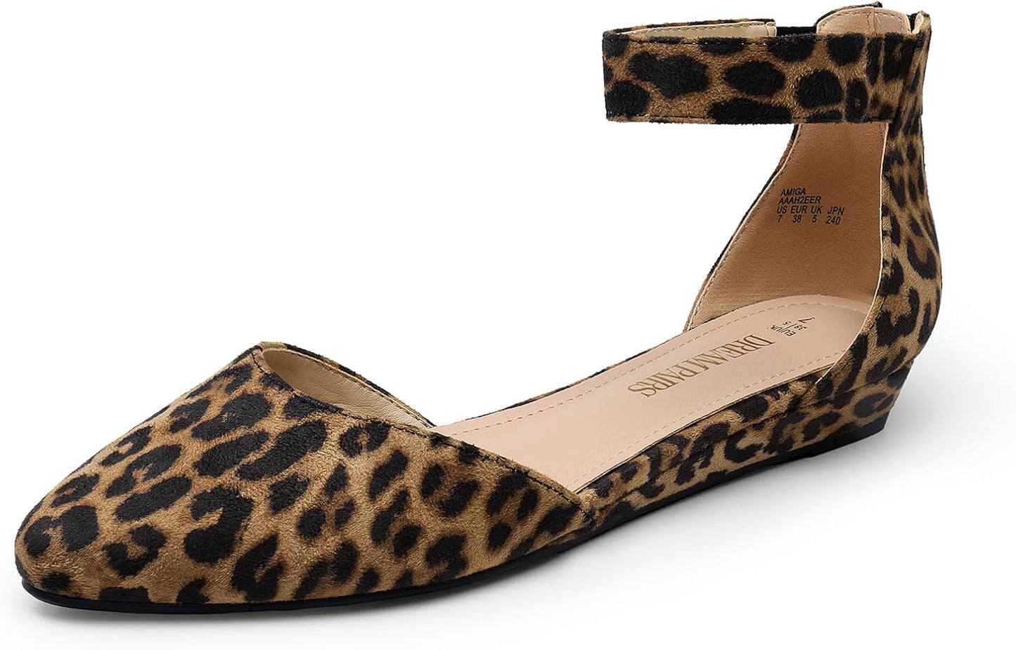 DREAM PAIRS Women's Low Wedge Round Toe Ankle Strap Flats