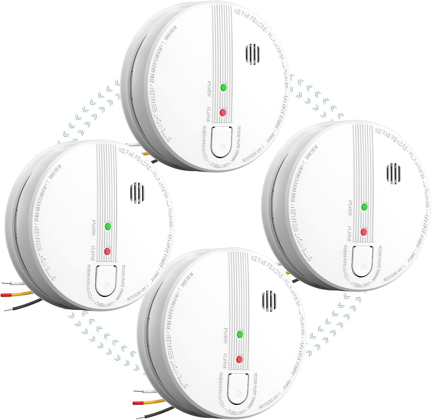 Hardwired Interconnected Smoke Detectors with 9V Battery Backup