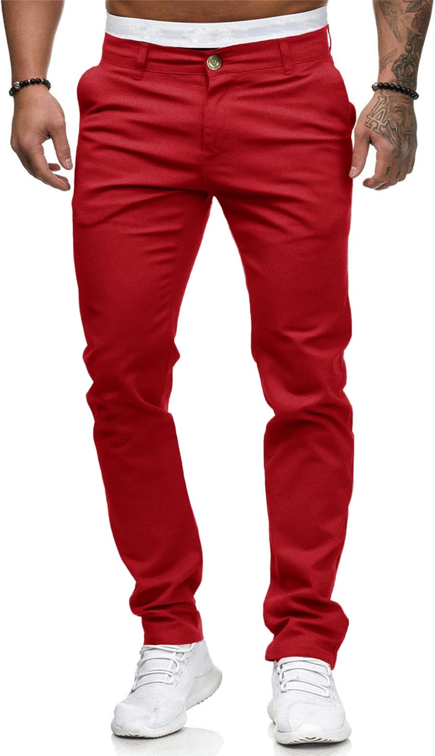 ALLABREVE Men's Chinos Slim Fit Casual Dress Pants for Style