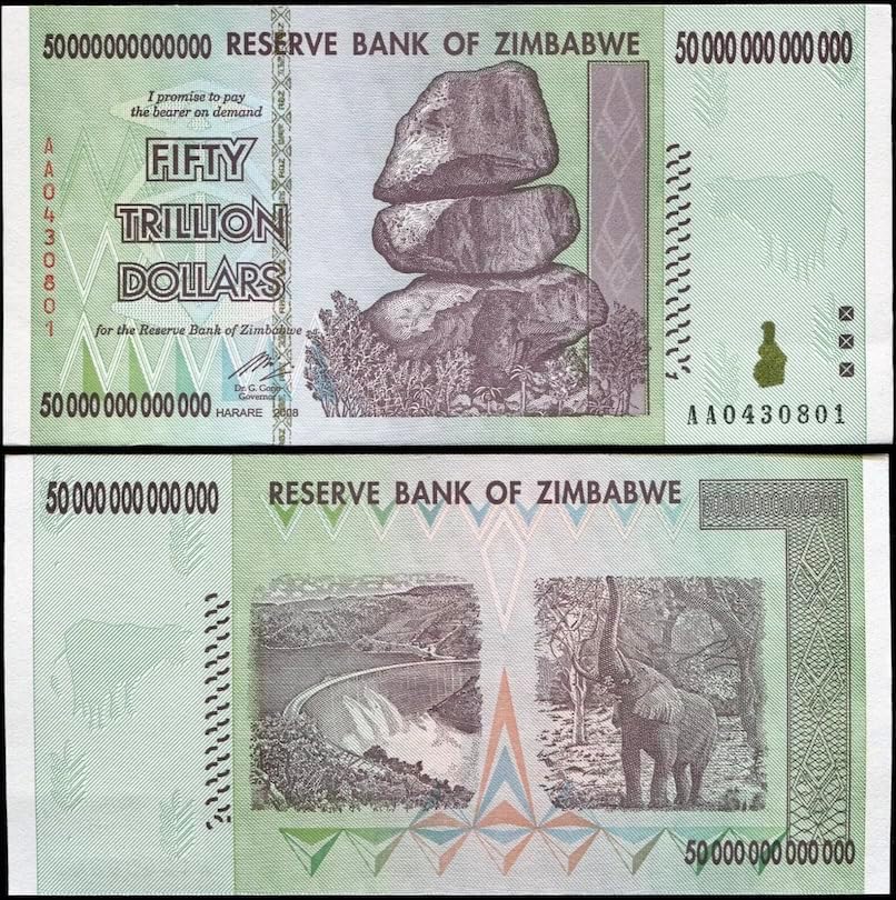 Zimbabwe 50 Trillion AA P90 Uncirculated Currency Note Review